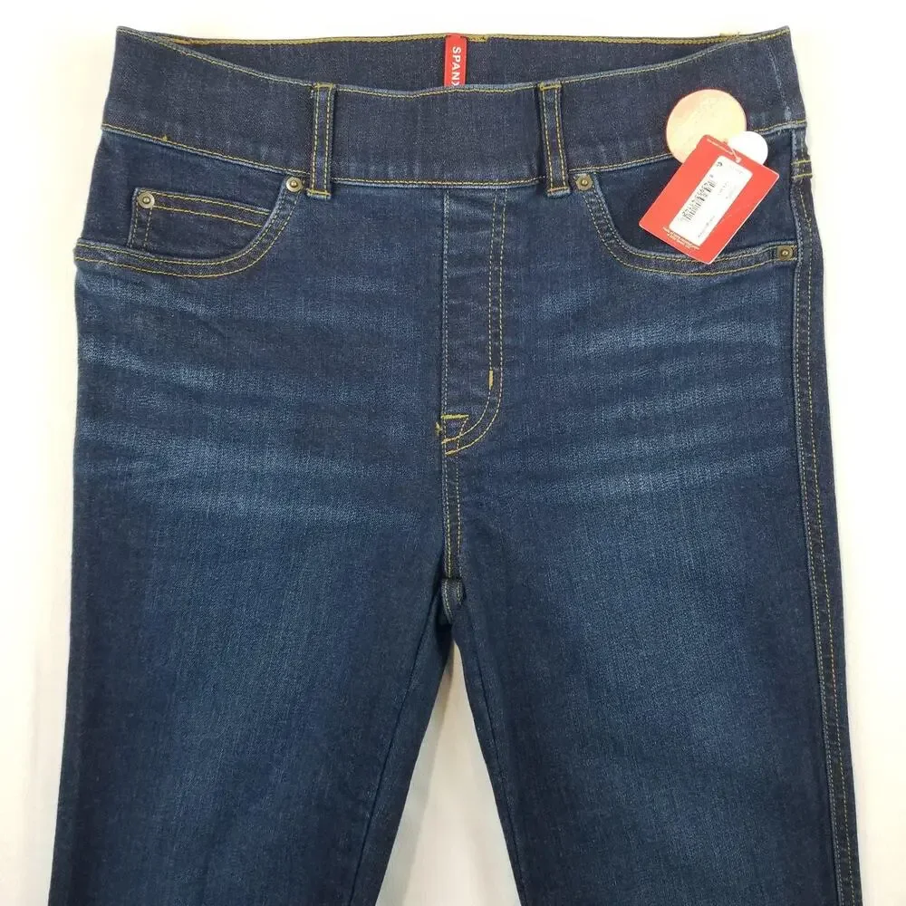 Spanx Jeans Womens Small Petite Midnight Shade Flare Dark Wash Denim 20327Q NWT - Picture 3 of 11
